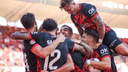 Los jugadores del Mallorca celebrando el gol