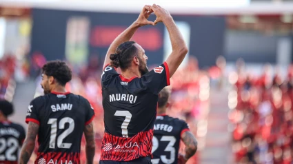 Muriqi celebra su nuevo gol al Rayo Vallecano