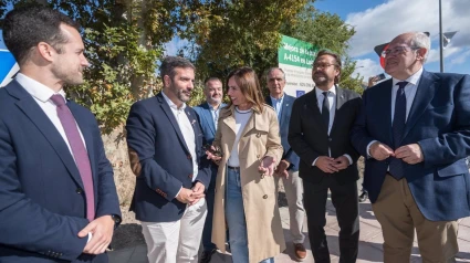 La consejera de Fomento, Articulación del Territorio y Vivienda, Rocío Díaz, en su visita a la nueva rotonda de Loja