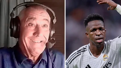 Poli Rincón, comentarista de Tiempo de Juego; y Vinicius Jr, jugador del Real Madrid