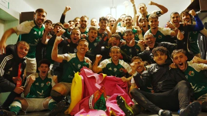 La celebración del Cacereño tras pasar de ronda en la Copa del Rey