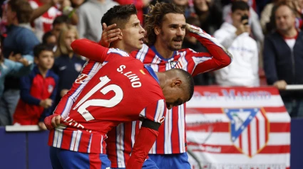 Giuliano Simeone celebra su gol ante Las Palmas, primero como rojiblanco.