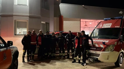 Efectivos del segundo contingente sevillano antes de partir hacia Paiporta.