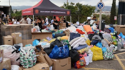 Imagen de la recogida de alimentos del Moviment Mallorquinista