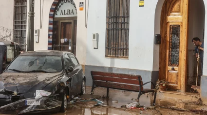 Coche destrozado por la Dana