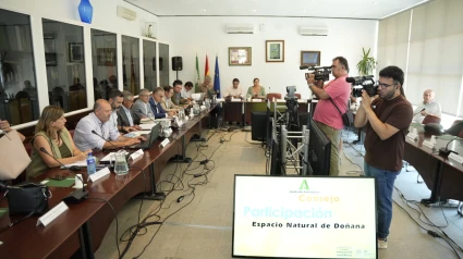 (Foto de ARCHIVO)
El consejero de Sostenibilidad, Medio Ambiente y Economía Azul, Ramón Fernández-Pacheco (3i), junto al biólogo Miguel Delibes de Castro (4i); y el secretario de Estado de Medio Ambiente, Hugo Morán (5i) durante el consejo. A 08 de julio de 2024, en Almonte, Huelva (Andalucía, España). El consejero de Sostenibilidad, Medio Ambiente y Economía Azul, Ramón Fernández-Pacheco, atiende a los medios antes de intervenir en el Consejo de Participación del Espacio Natural de Doñana.

Joaquin Corchero / Europa Press
08/7/2024