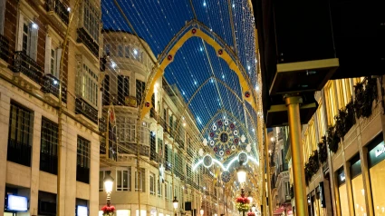 Luces de Navidad de Málaga en la Calle Marqués de Larios. Andalucía. España