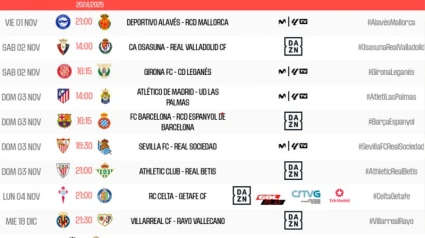 Horarios 12ª jornada en Primera