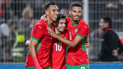 Marruecos celebra uno de los tres goles de Brahim (@EnMaroc)