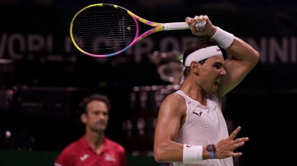 Rafa Nadal entrenando antes de la Copa Davis