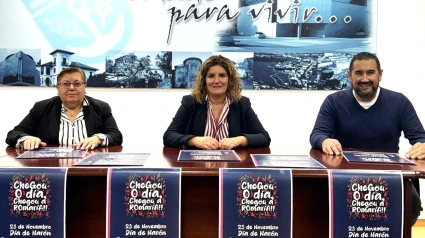 Mar Gómez, Marián Ferreiro e Ibán Santalla durante la presentación de los actos