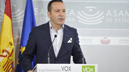 19/11/2024 El portavoz de Vox en la Asamblea de Extremadura, Óscar Fernández Calle, en rueda de prensa tras la Junta de Portavoces de la Cámara regional
POLITICA EXTREMADURA ESPAÑA EUROPA BADAJOZ
ASAMBLEA DE EXTREMADURA