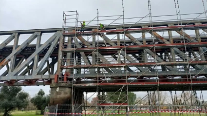 Trabajos de adecuación en el Puente de Hierro de Mérida