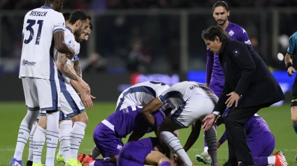 Edoardo Bove, instantes después de su desplome ante el Inter