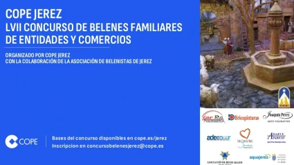 Cartel del LVII Concurso de Nacimientos Familiares y de Entidades de COPE y la Asociación de Belenistas de Jerez