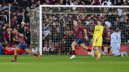 El Pontevedra celebra el gol al Villarreal