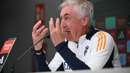 Carlo Ancelotti, durante la rueda de prensa de este viernes.