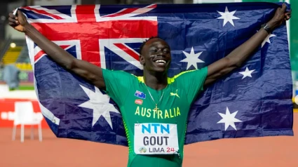 El joven talento australiano, durante una competición con su país.