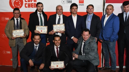 Los premiados, en la Sala Bienvenida de la plaza de Las Ventas