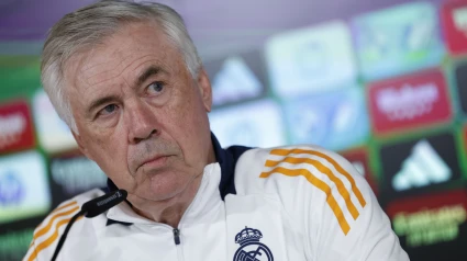 Carlo Ancelotti, durante la rueda de prensa previa a la visita a Vallecas.