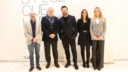 El presidente del Parlamento de Galicia, Miguel Santalices, y el alcalde de Ourense, Gonzalo Jácome, en el acto de inauguración de la exposición