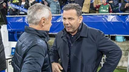 Javi Calleja en los momentos previos al arranque del partido