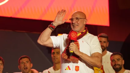 El seleccionador nacional en la fiesta de celebración de la Eurocopa en Madrid.