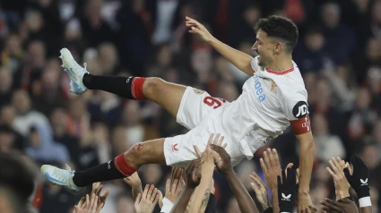 Jesús Navas, durante la despedida del Pizjuán como futbolista ante el Celta.