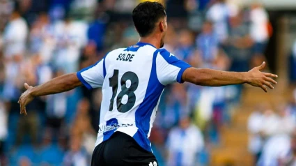 Soldevila celebra un gol en el Rico Pérez.