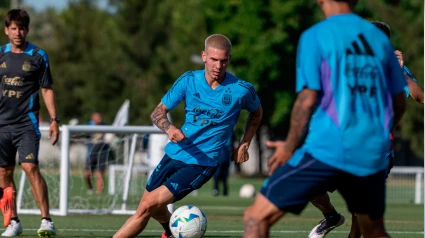 Los jugadores de la sub-20 de Argentina, durante un entrenamiento previo al Sudamericano de Venezuela