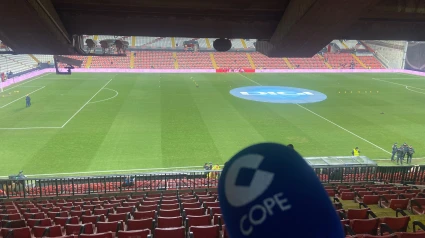 El micrófono de COPE en el Estadio de Vallecas