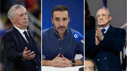 Ancelotti, Juanma Castaño y Florentino Pérez