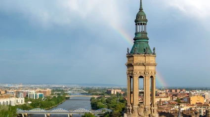 Panorámica de Zaragoza, con la Plaza del Pilar.