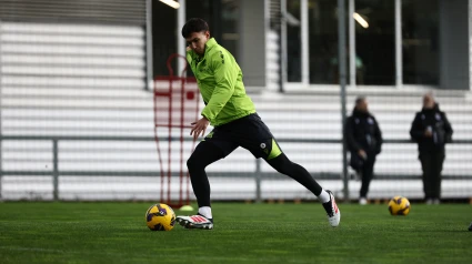 Martín Zubimendi durante un entrenamiento en Zubieta