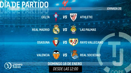 Partidos del domingo de la jornada 20