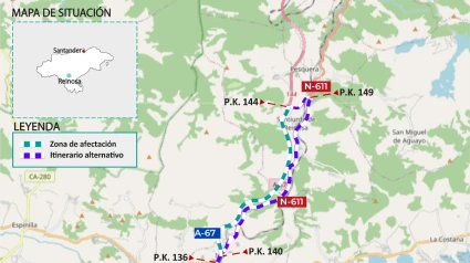 Zona afectada por el corte al tráfico.