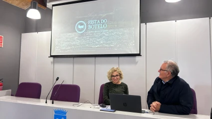 El alcalde de O Barco, Alfredo García, durante la presentación la semana pasada del video de la Festa do Botelo