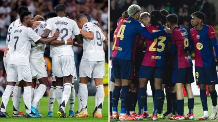 Jugadores del Barcelona y del Real Madrid