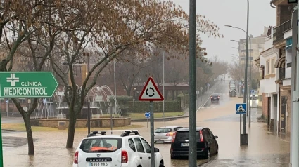 Rotonda de Eloy Arenas anegada por el agua