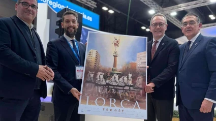 Presidentes de cofradías, el director del Itrem y el concejal de Turismo de Lorca en Fitur