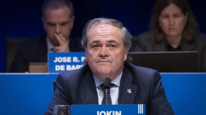 Jokin Aperribay, durante la Junta General Ordinaria de Accionistas de la Real Sociedad.