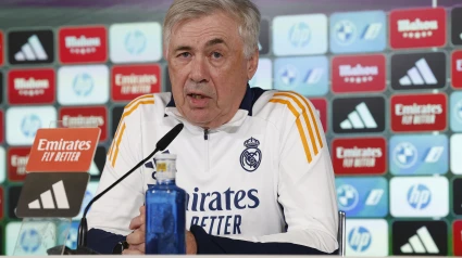 Carlo Ancelotti, durante la rueda de prensa previa al partido ante el Valladolid.