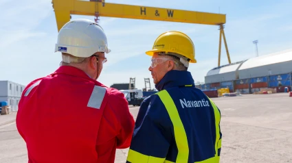 Responsables de Navantia en el astillero inglés