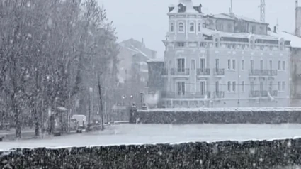 La nieve llega a Jaca pero con poca intensidad