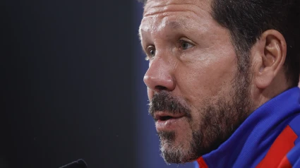 El técnico del Atlético de Madrid, Diego Simeone, en rueda de prensa