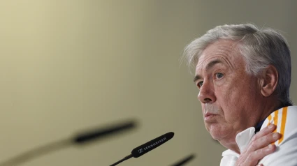 El entrenador del Real Madrid, Carlo Ancelotti, durante una rueda de prensa