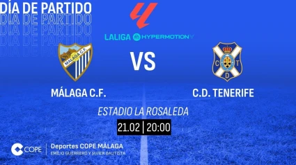 Horario y dónde ver y escuchar el Málaga-Tenerife de esta noche