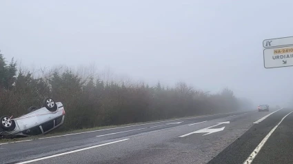 Imagen de vehículo volcado tras el accidente