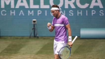 CALVIA, SPAIN - JUNE 21: Casper Ruud of Norway ATP Mallorca Championships 2021 at Country Club de Santa PonÁa on June 21, 2021 in Calvia, Spain. (Photo by Quality Sport Images)