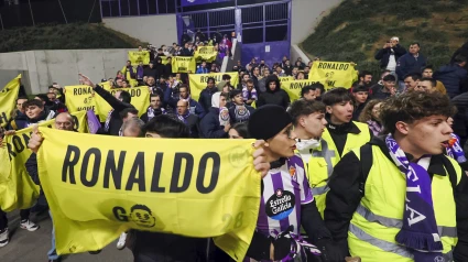 La afición del Valladolid protestan contra Ronaldo